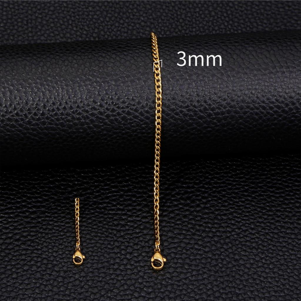 Hip Hop Stainless Steel Cuban Chain Bracelet For Women 3 5 7 mm Simple Stainless Steel Men Bracelet Gold Color Jewelry