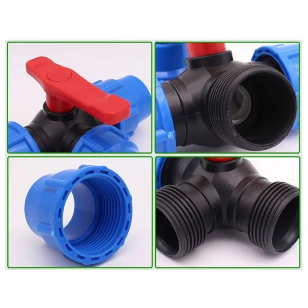 Irrigation PE Pipe Faucet Diverter 20/25/32/40/50mm Water Pipe Fittings 3-Way Ball Valve  Garden