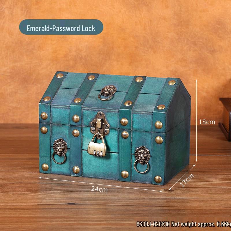 Vintage Wooden Jewelry Storage Box with Lock - Ideal for Earrings, Necklaces, Gifts, and Photography Props.