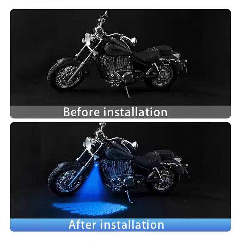 Motorcycle Angel Wings Projection Lights RGB Changing APP Control Both Sides LED Projector Underglow for Refit Kit Underbody 12V
