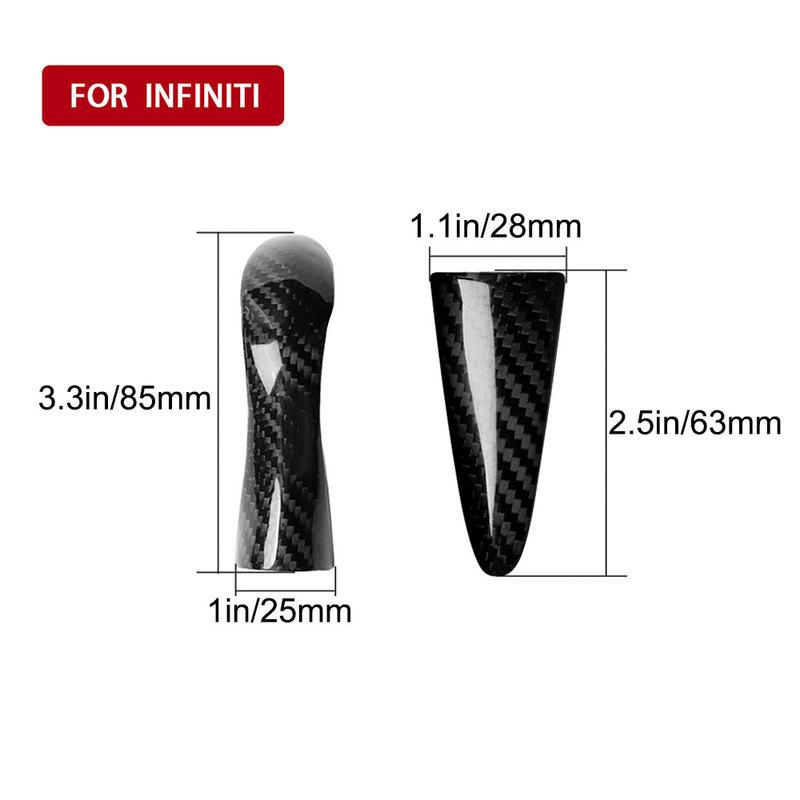 2 Pieces Carbon Fiber Steering Wheel Cener Trim + Shift Knob Cover Gear Handle Stickers Replacement For Infiniti Q50 2014-2017