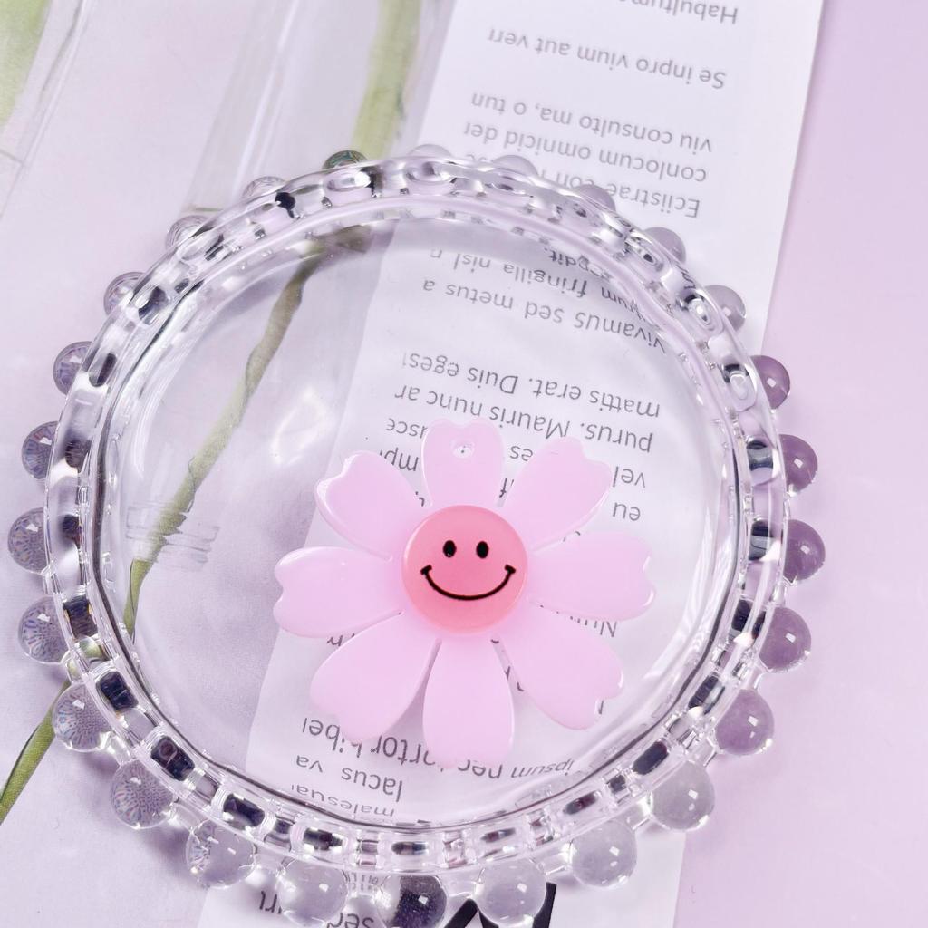 40mm Korean Style Smiley Face Chrysanthemum Acrylic Keychain Earrings for DIY Phone Accessories