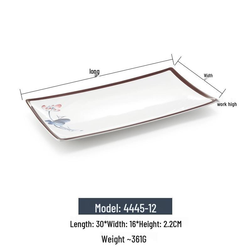 Melamine Rectangular Imitation Porcelain Plate for Sushi, BBQ, Cold Dishes - Commercial Use.