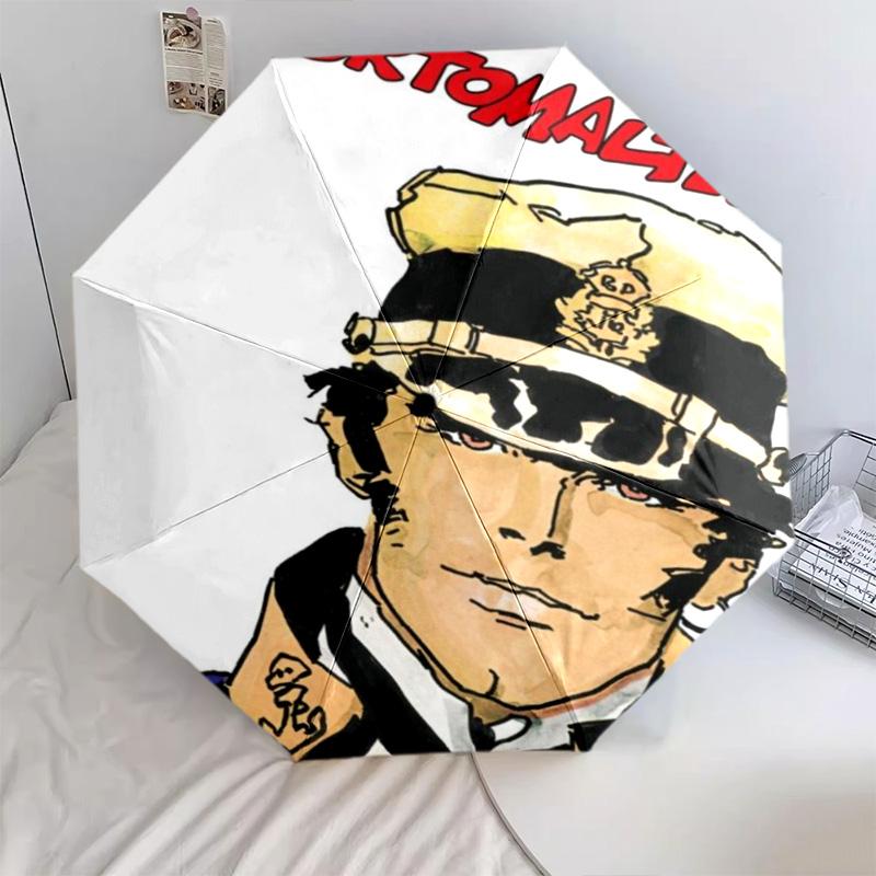 1 Stück Automatischer Faltregenschirm - Corto Maltese Muster, Tragbares & Faltbares Design mit 8 Speichen, Weihnachts-Geburtstagsgeschenke