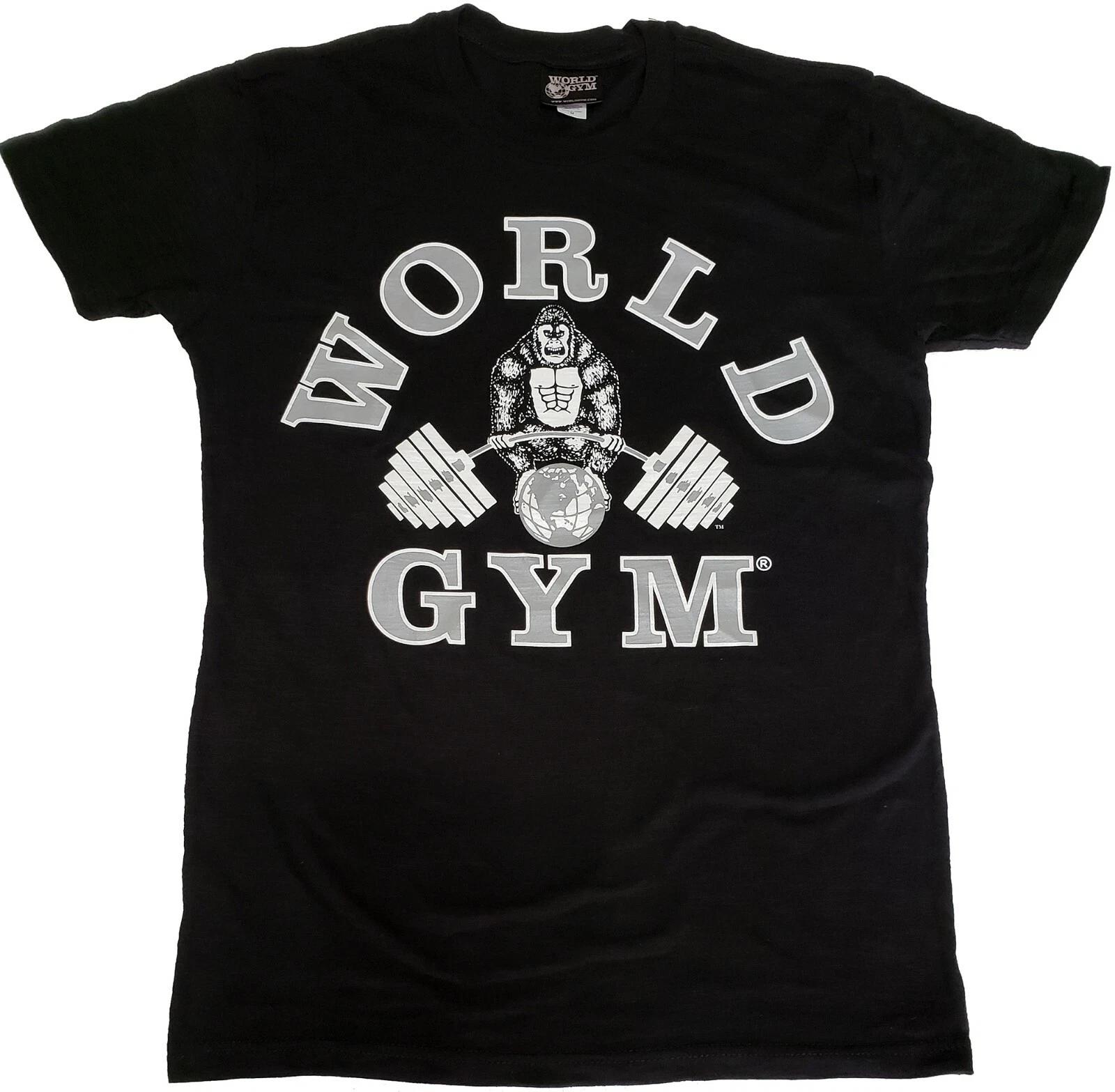W110 World Gym Acid Wash Bodybuilding T Shirt Gorilla logo 3XL