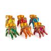 Handcrafted Recycled Material Elephant Tealight Candle Holder Home Decoration Item for Diwali (Multicolor, 8 X 5 X 10 Cm) - Pack of 6, Iron
