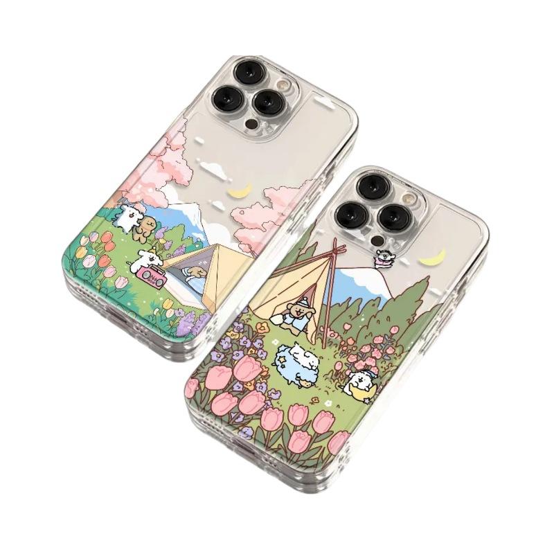 Cute Teddy Bear Doll Phone Case For iPhone 11 12 13 14 15 16 Pro Max 7 8 Mini Plus SE X XS XR Clear Funda