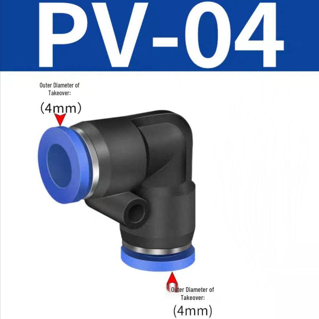Pneumatic Quick Connect Right Angle 90° Elbow Hose Coupling PV-4/6/8/10/12/14/16