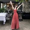 Red Plaid Long Skirt Xinjiang Dopamine Bright Yunnan Vacation Bohemian Dress Seaside Dingdar