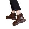 Short Boots with Thick Insulation and Rounded Leather Surface, Birkenstock Shoes, Heightening Moccasin Boots