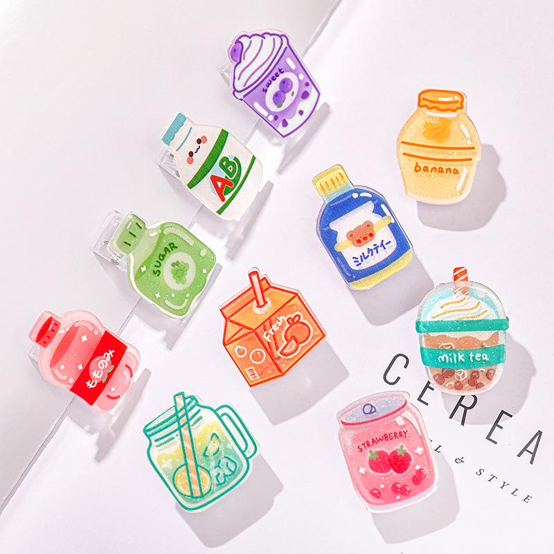 Cartoon Acrylic Drink Bottle Clip: Cute Student Stationery & Gift