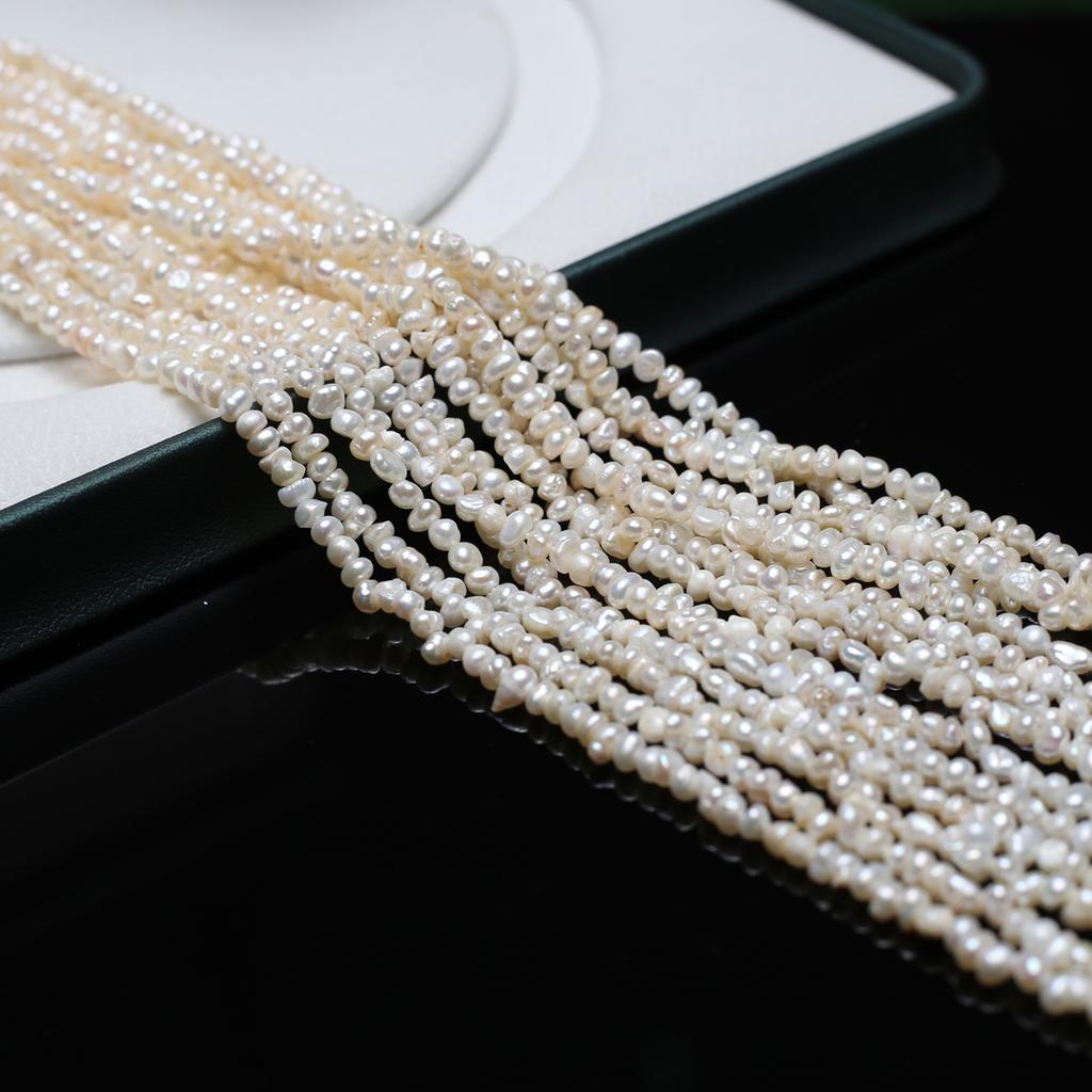1String, Boho White Natural Freshwater Pearls, Handmade Irregular Pearl Beads for Jewelry Making DIY Necklaces Crafts (Beads 3-4mm, Length 36cm)