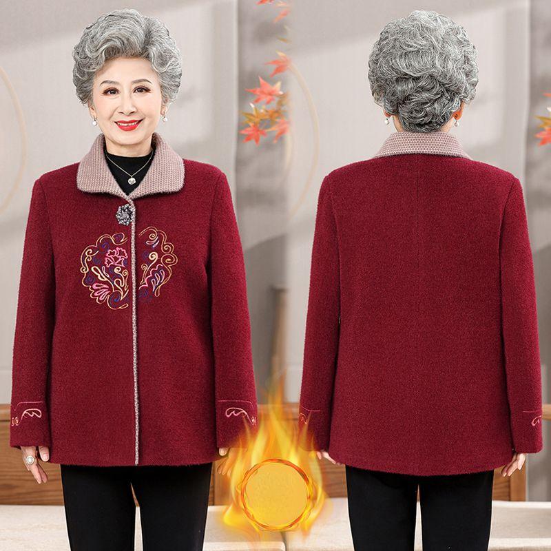 Manteau épais pour femmes âgées, veste avec pardessus chaud en Faux vison et cachemire