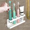 Uchwyt na szczoteczki do zębów montowany na ścianie bez wiercenia, stojak na szczoteczki do zębów elektryczne i manualne, pasta do zębów, organizer łazienkowy