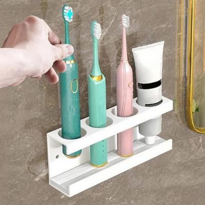 Zahnbürstenhalter Wandmontiert Stanzfrei Zahnbürstenständer Elektrische Manuelle Zahnbürsten Zahnpasta Badezimmer-Organizer