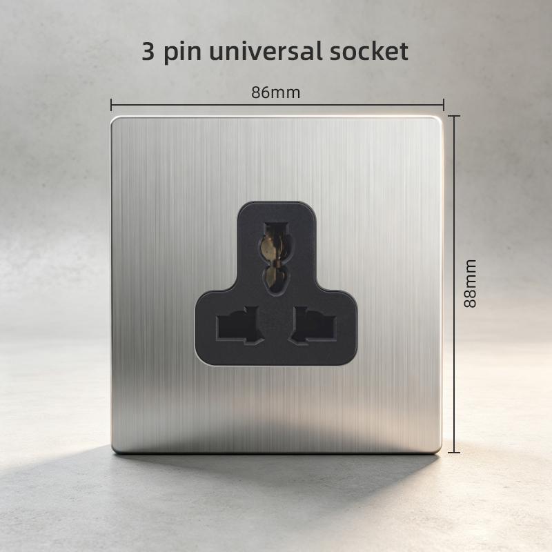 Silver Retro Dimmer Switch Light Toggle Switches With Plates UK Wall Socket 220V Universal Electrical Sockets And Switches 1