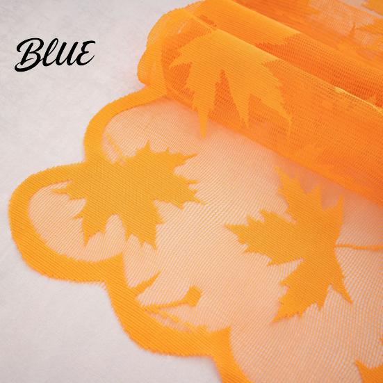 Decorative Fall Dining Table Cover Runner Decorations Maples Leaves Lace Orange Maple Leaf Overlay Runner Autumn Harvest Thanksgiving Decorations
