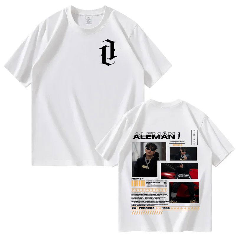 Rapper ALEMAN Tour 2025 Graphic Crewneck T Shirts Mens Womens Oversized 90s Fashion Pop Music T Shirt Casual Tshirts Streetwear