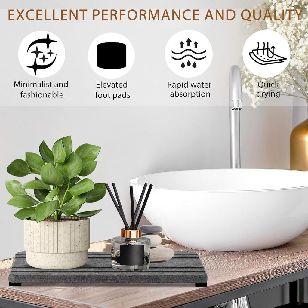 3PCS Water Absorbing Stone Tray, DryingNeat Diatomite Stone Sink Tray, Tant Dry Sink Coasters, Kitchen Sponge Hand Soap Holder, Countertop Fast