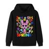 Kids Hooded Sweatshirt Sprunki Game Cartoon Character Slogan Art Print Pullover Autumn Winter Casual Sport Wear for Children Daily Use