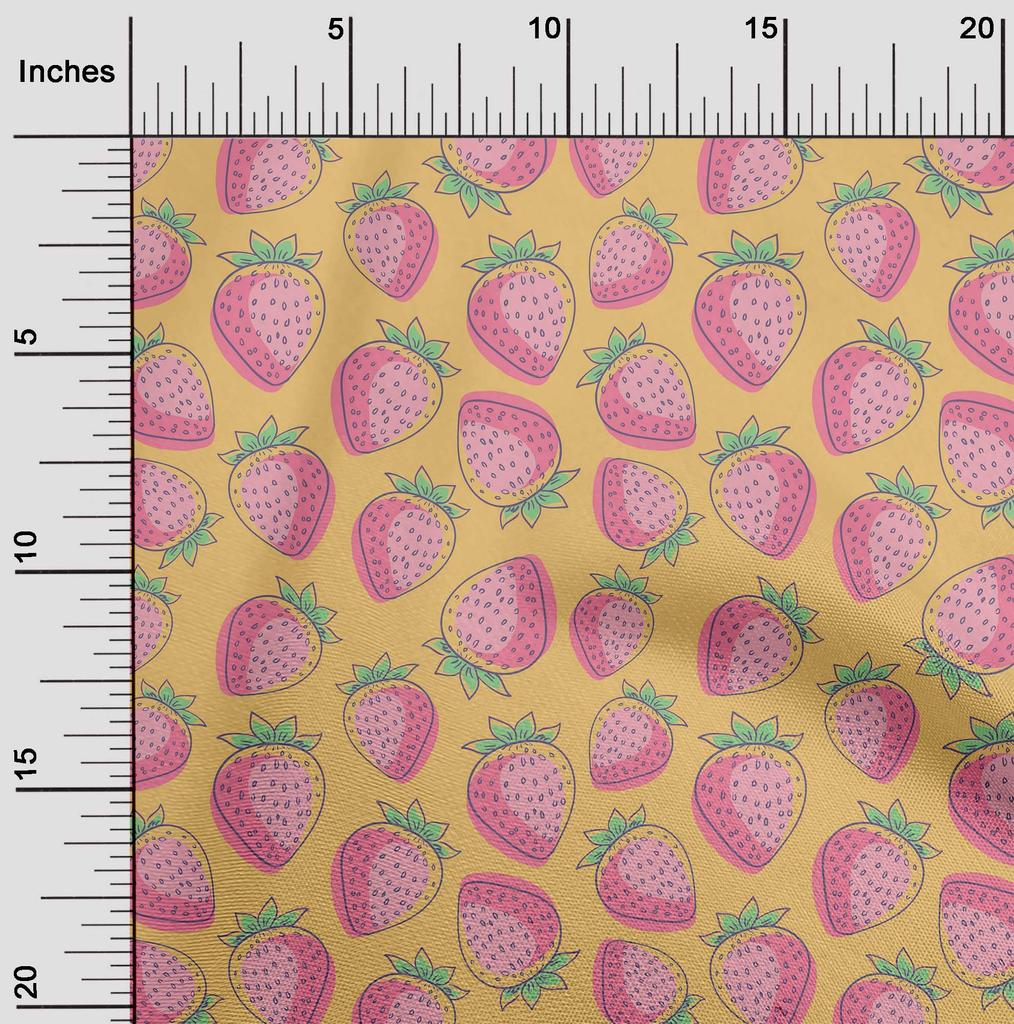 oneOone Cotton Flex Aqua Blue Fabric Strawberry Fruit Sewing Craft Projects Fabric Prints By Yard 40 Inch