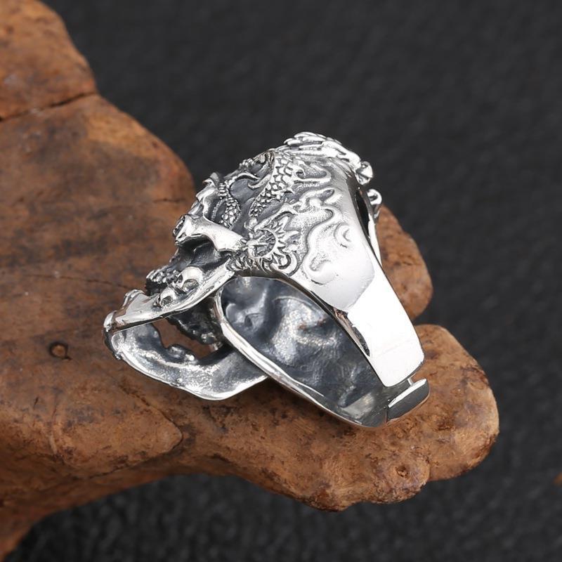 Men Pop Sterling Silver Skull Shape Open Ring