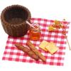 UPKOCH Miniature Food Dollhouse Accessories Decor Set, 1:12 Scale Bread Honey Basket Picnic Cloth Flowers, Tiny Realistic Kitchen Decoration
