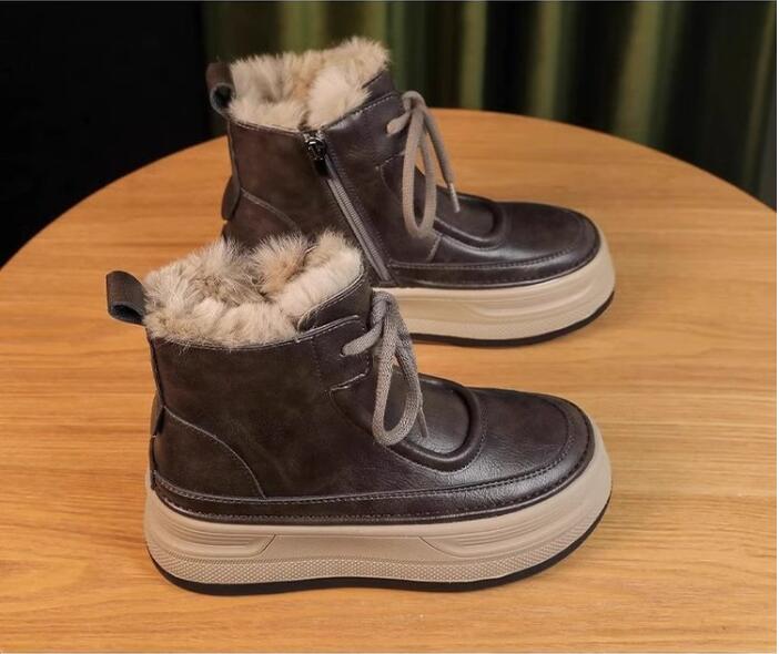 Men Women Winter Boots NonSlip New Women's Ankle Non slip Warm Microfiber Female Shoes Platform Snow Warm Protection for Cold Weather Conditions