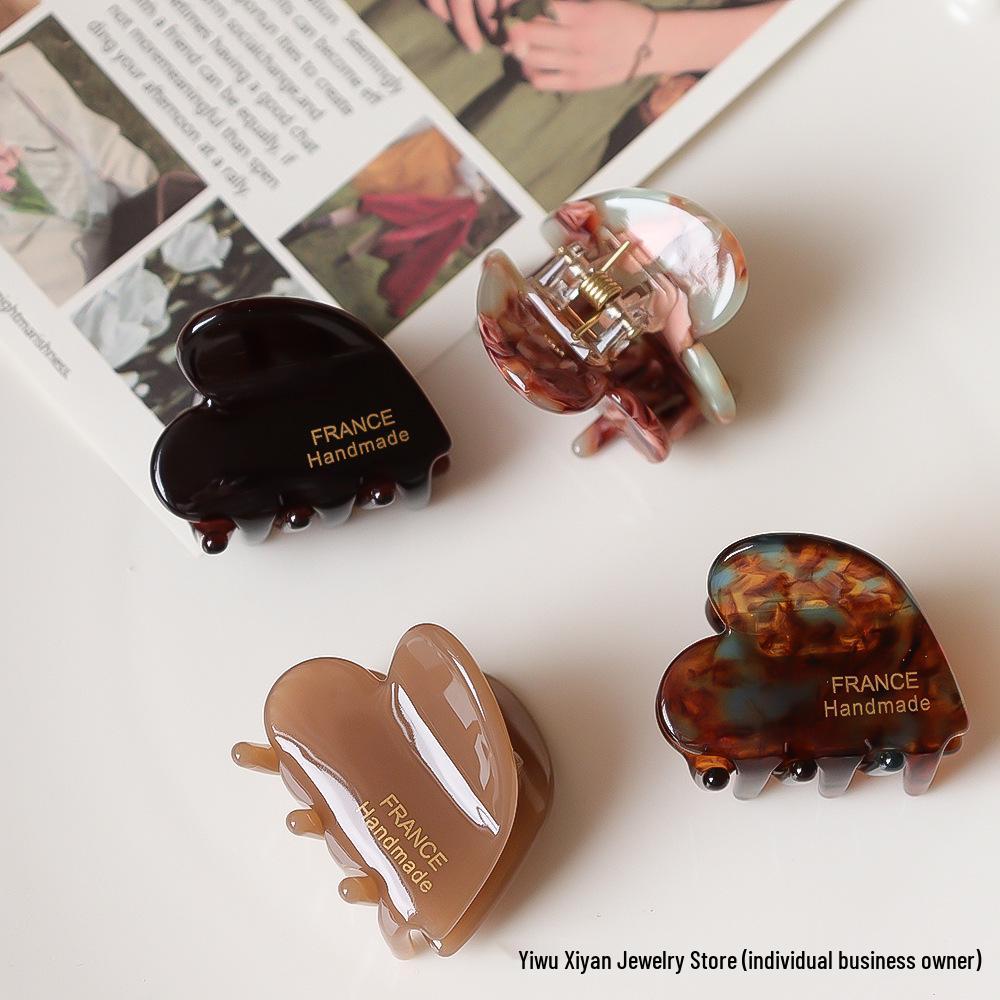 Korean Heart Acetate Claw Hair Clip, Large Size for Simple Bangs, Headwear Jewelry.