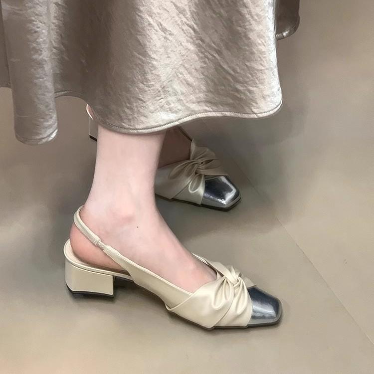 French Xiaoxiangfeng evening single shoes women's 2025 spring and summer new gentle temperament bag head sandals outer wear with skirt