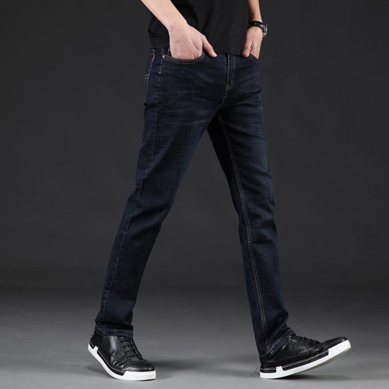 Men's Slim Fit Washed Denim Jeans - Stretch Straight Leg