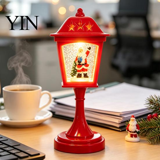 Battery Operated Lamp Christmas Snow Sphere Lamp, Retro Street Design, Santa Decorative Snowman Tree Night Light for Bedroom, Tabletop Decor