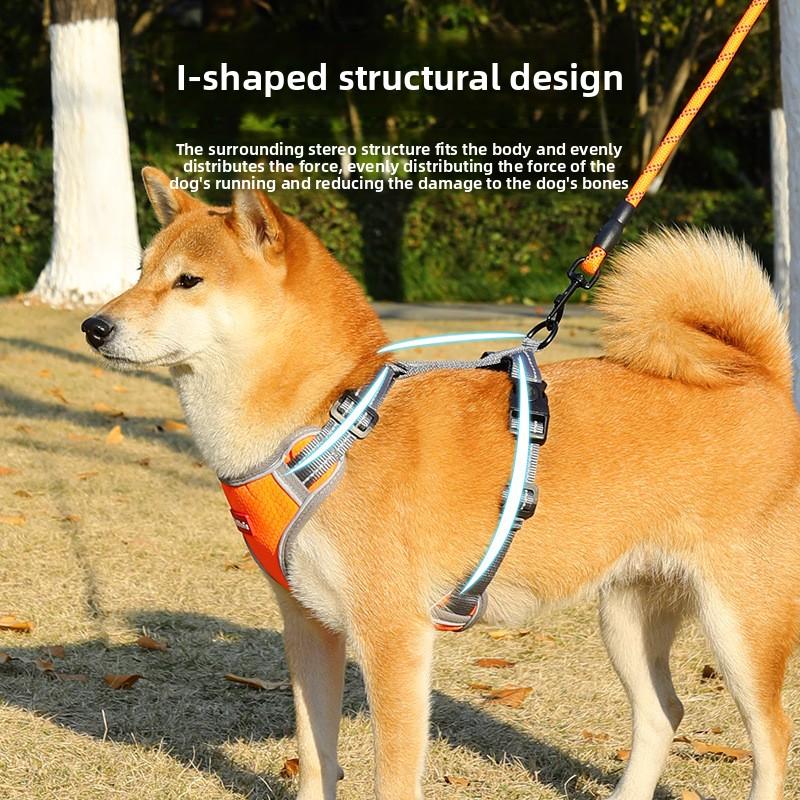 Reflective Medium and Large-sized Dog Leash, Pet Chest and Back Strap, Vest Type Dog Chest and Back Explosion-proof Dog Leash