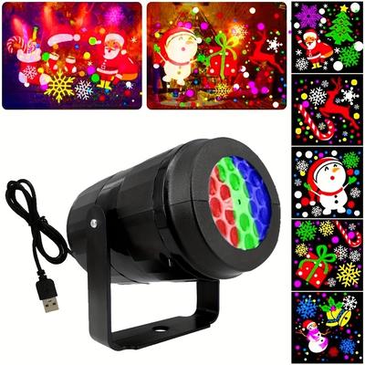 Projetor de Flocos de Neve de Natal com 16 Padrões para Festas, Palco, Papai Noel e Boneco de Neve - Lâmpada de Projeção a Laser LED para Decoração de Natal