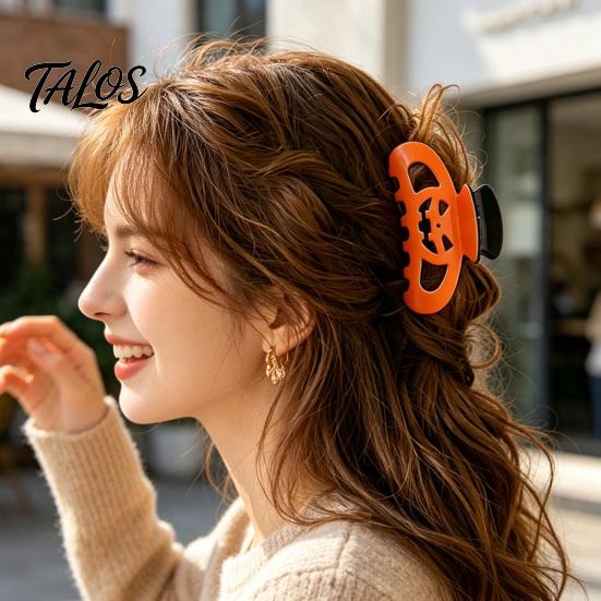 Durable Hair Claw Halloween Themed Claw, Hollow Pumpkin Design Clip, Strong Clip Grip Shower Back Head for Party Daily Wear