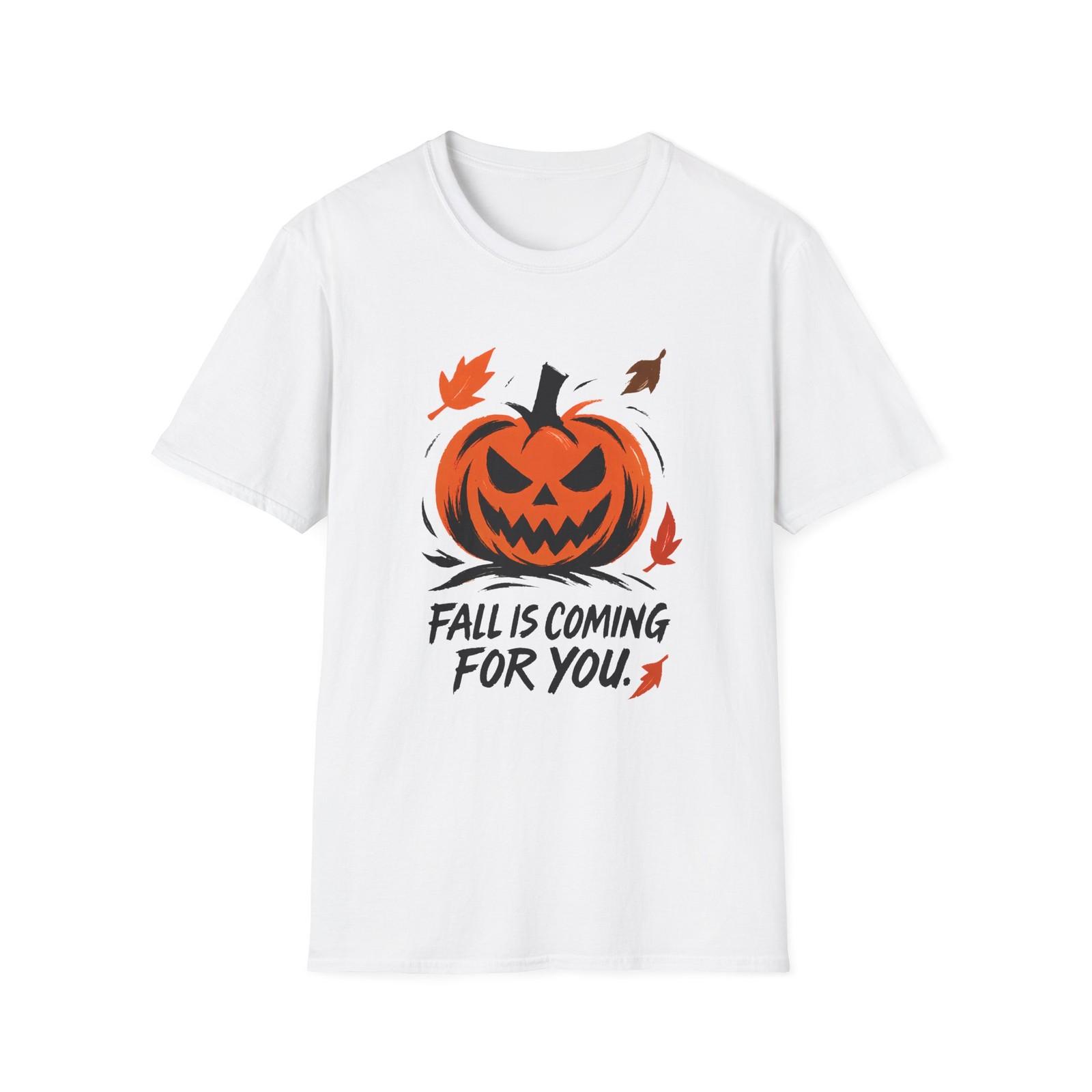 Unisex Softstyle T-Shirt Menacing Pumpkin Scary Funny Halloween Fall S разноцветный