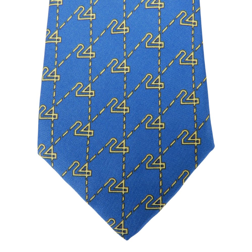 Used HERMES Tie 24 Overall Handle Silk Blue Gold Suit