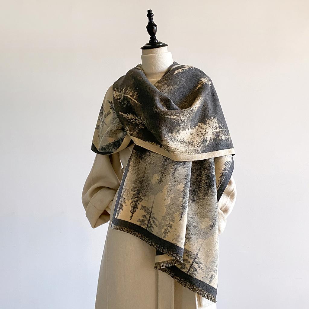  New Luxury Design Winter Two-Sided Cashmere Print Scarves High Quality Women Thicken Wrap Shawl Ladies Brand Pashmina Scarf