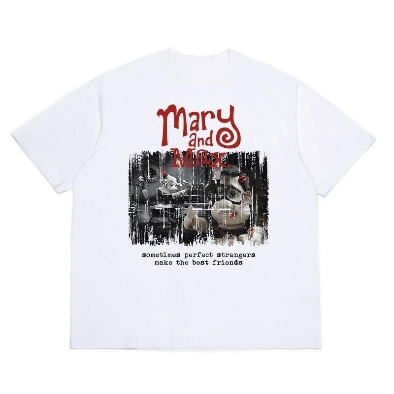 Mary and Max Movie Peripheral T-shirt, American Retro Short-sleeved Shirt