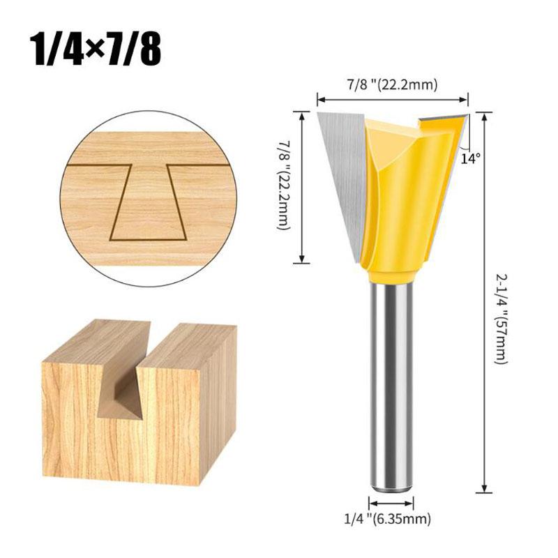 1Pc 6.35mm 12.7mm Shank Dovetail Joint Router Bits Set Dovetail Joint Router Bits Set 14 Degree Milling Cutter For Wood
