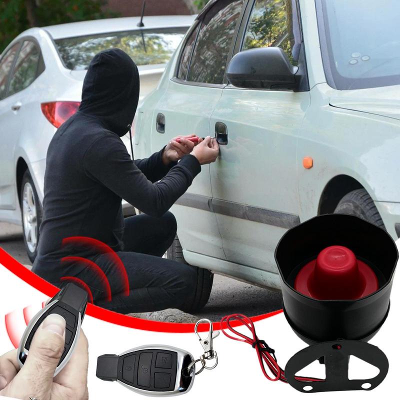 Car Alarm System For Theft Prevention With Sound 12V Auto Anti-Theft Protection System 2 Remote Controls Adjustable Sensitivity