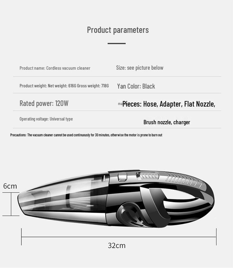 Portable Wireless Vacuum Cleaner for Home, Car, and Windows - Rechargeable with Strong Suction