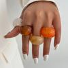 Retro Stackable Transparent Resin Ring: Colorful Arc Wide Band