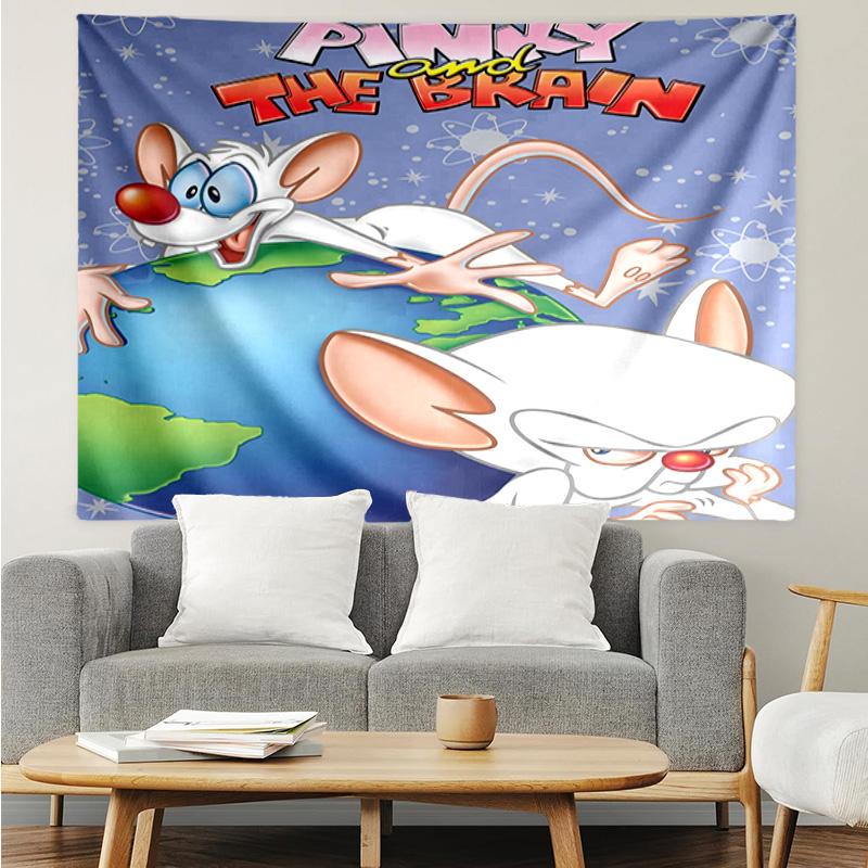 Pinky Brain Adventure Quick-Dry Tapestry Hanging for Bedroom,Livingroom, Playroom,Decor Art Room Wall Tapestry Holiday and Birthday Gifts