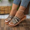 2025 summer new leopard print soft bottom casual one-word with set toes European and American fashion personalized women's slippers
