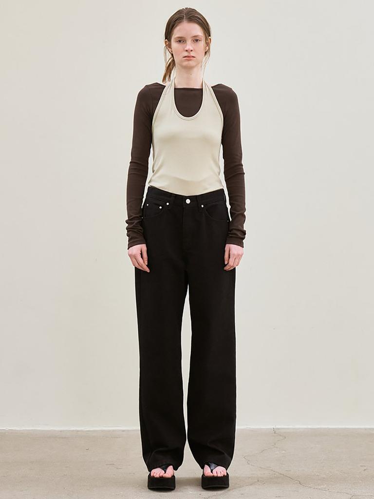 LE Straight-Fit Denim Pants (Black)