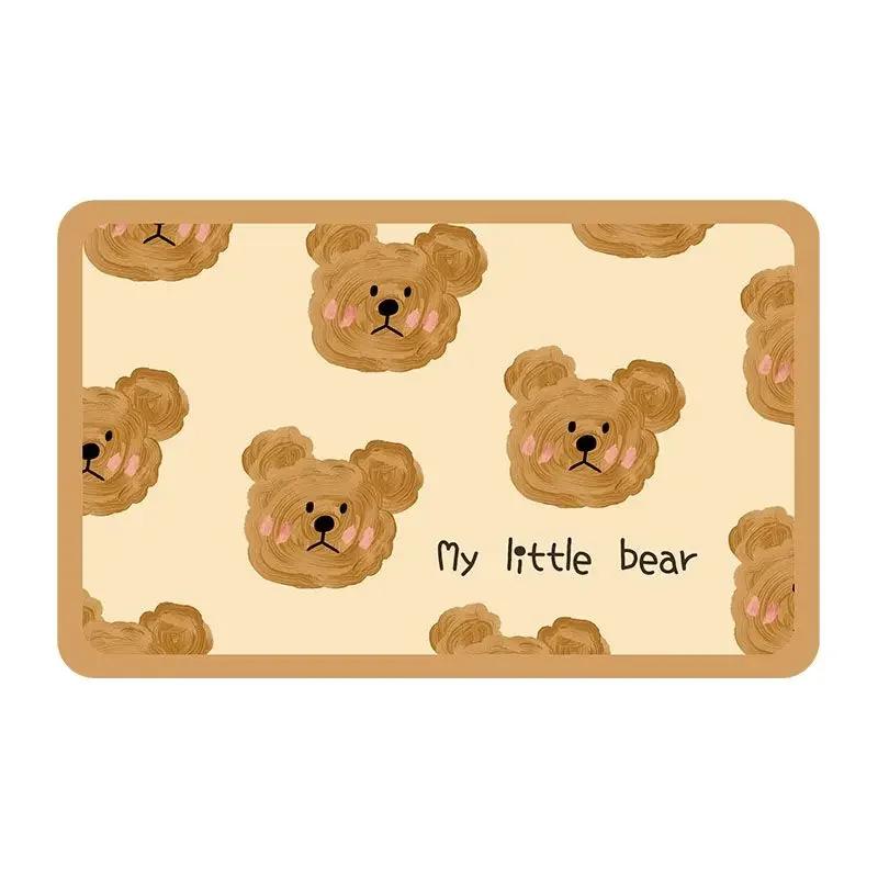 Adorable Bear Pattern Rug Non Slip Absorbent Quick Drying Easy To Clean Bathroom Decor Rug Home Decoration