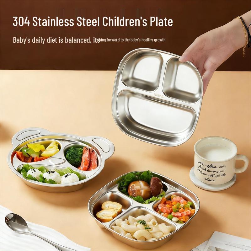 Kids  Stainless Steel Cartoon Partitioned Meal Plate