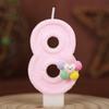 Five-color Flower Number Birthday Candle Pink Cake Decoration Birthday Handmade Candle 0-9