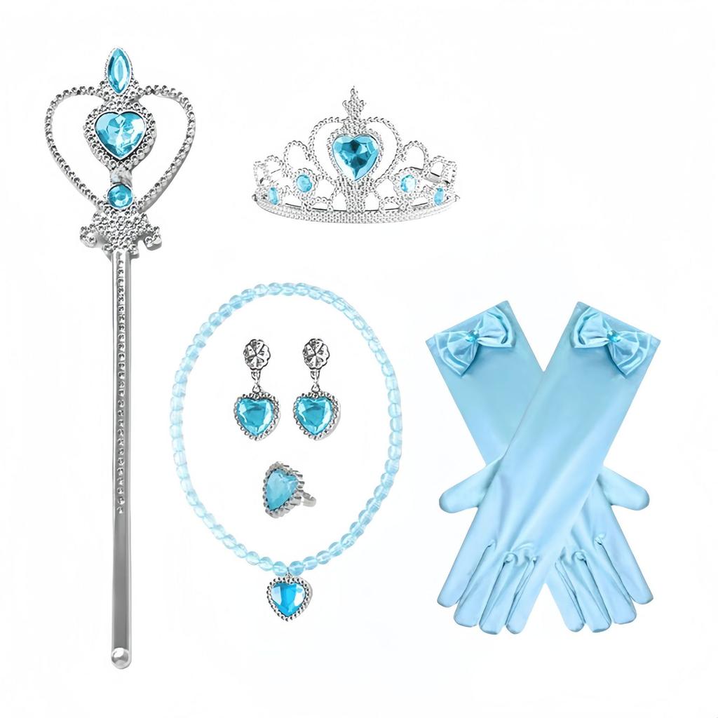 Princess Accessories Gloves Wand Crown Jewelry Set Wig Necklace Braid for Princess Dress Clothing Cosplay Dress UP
